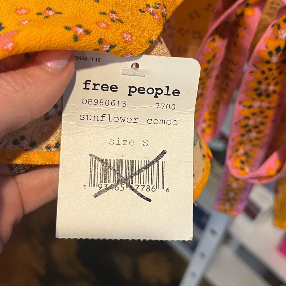 NWT Free People New Wave Yellow Print Halter Tank Top - Picture 10 of 10